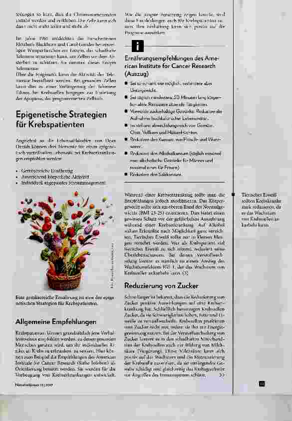 Vorschauseite 2: Weichenstellwerk Epigenetik Mit dem Lebensstil die Krebserkrankung beeinflussen