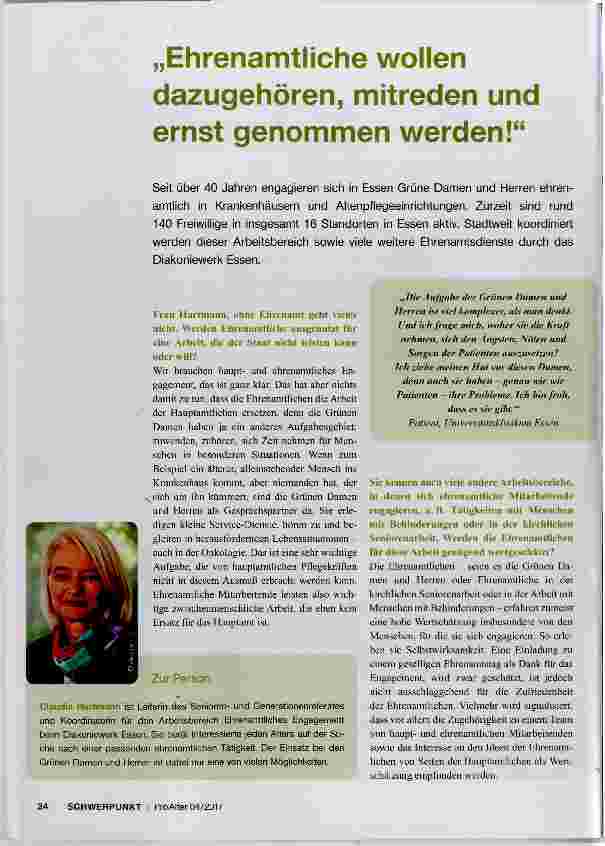 Vorschauseite 1: Ehrenamtliche wollen dazugehören, mitreden und ernst genommen werden!