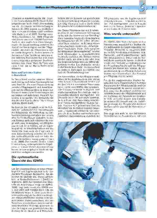 Vorschauseite 4: Einfluss der Pflegekapazität auf die Qualität der Patientenversorgung. Thema auch in Deutschland?