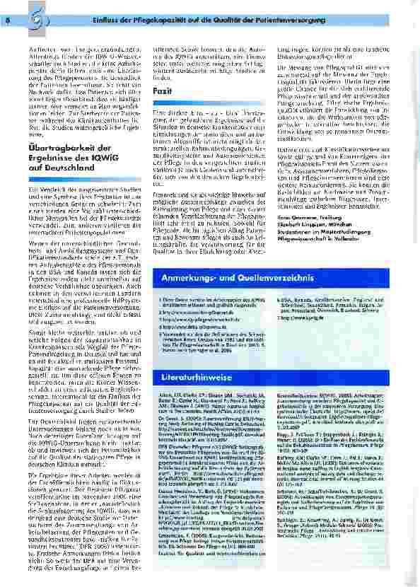 Vorschauseite 5: Einfluss der Pflegekapazität auf die Qualität der Patientenversorgung. Thema auch in Deutschland?