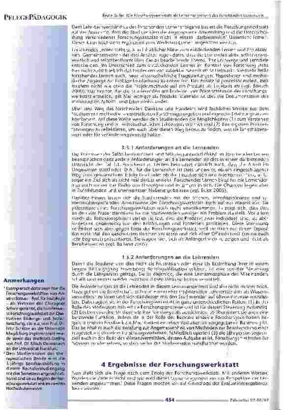 Vorschauseite 5: Die Forschungswerkstatt als Lernarrangement des forschenden Lernens im Fachhochschulstudium ,Bachelor of Science, für Gesundheitsfachberufe