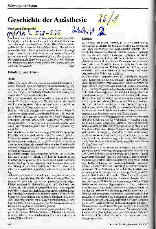 Vorschauseite 1: Geschichte der Anästhesie