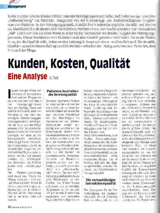 Vorschauseite 1: Kunden, Kosten, Qualität Eine Analyse 2. Teil