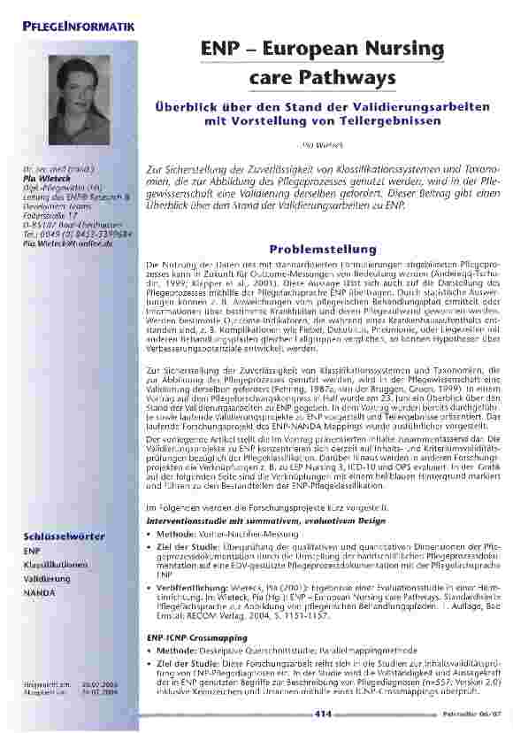 Vorschauseite 1: ENP - European Nursing care Pathways