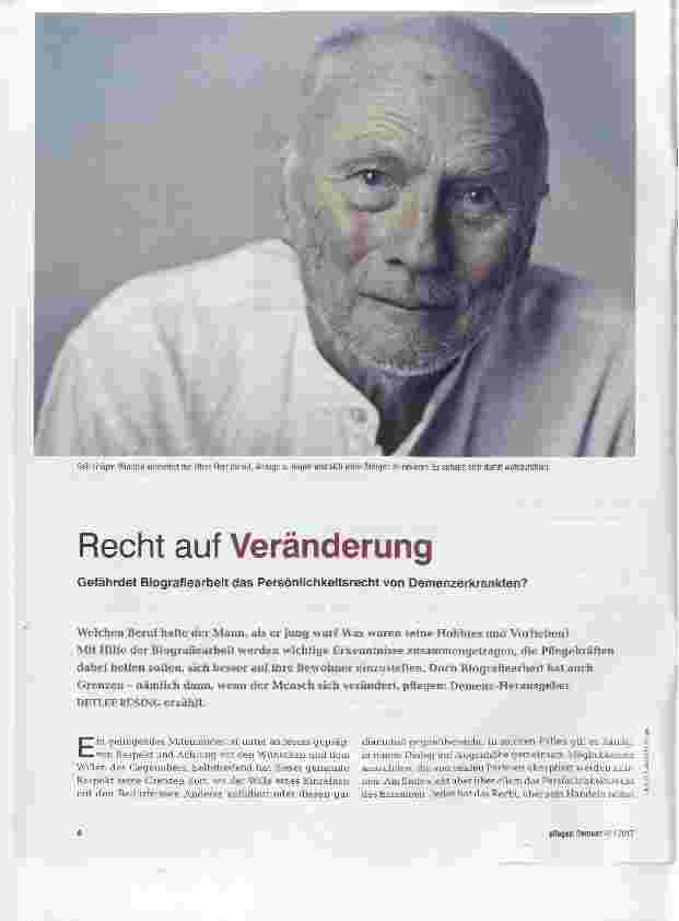 Vorschauseite 1: Recht auf Veränderung Gefährdet Biografiearbeit das Persönlichkeitsrecht von Demenzerkrankten?
