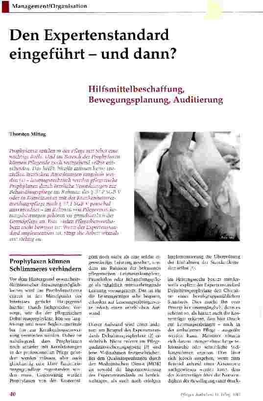 Vorschauseite 1: Den Expertenstandard eingeführt - und dann?