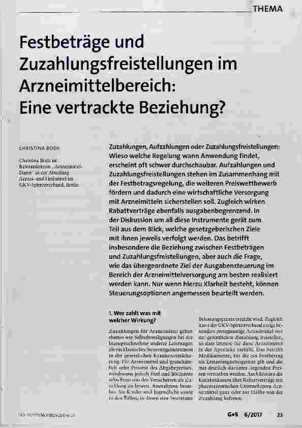 Vorschauseite 1: Restbeträge und Zuzahlungsfreistellungen im Arzneimittelbereich: Eine vertrackte Beziehung?