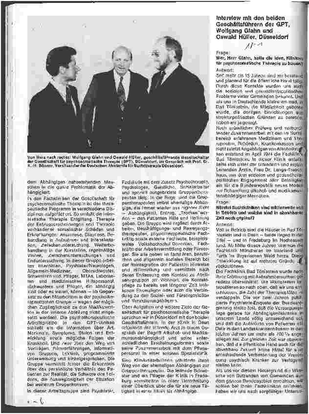 Vorschauseite 3: Die Gesellschaft für psychosomatische Therapie und zwei ihrer Fachkliniken für Alkoholund Medikamentenabhängige in Daun und Fredeburg