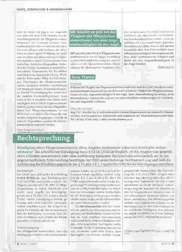 Vorschauseite 3: Die neue Pflegefachassistenz eine Angestelltentätigkeit?