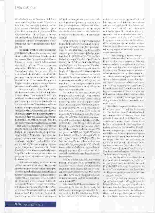 Vorschauseite 5: Dokumentation von Wundrevisionen nach aseptischen orthopädischen Operationen für die Surveillance schwerer postoperativer Wundinfektionen einer gesamten Klinik
