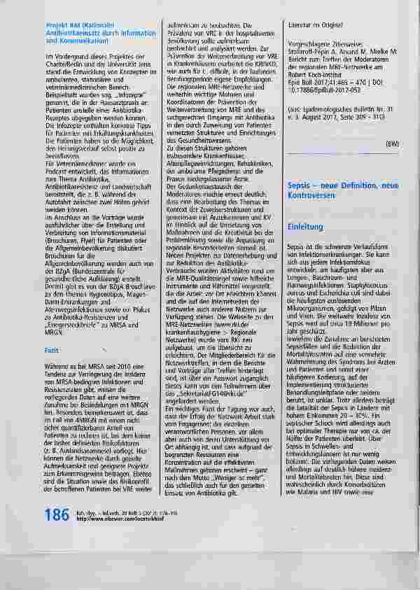 Vorschauseite 1: Sepsis - neue Definition, neue Kontroversen Einleitung