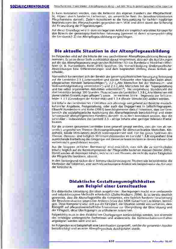 Vorschauseite 3: Altenpflegeausbildung - auf dem Weg zu gerontopsychiatrischer Expertise