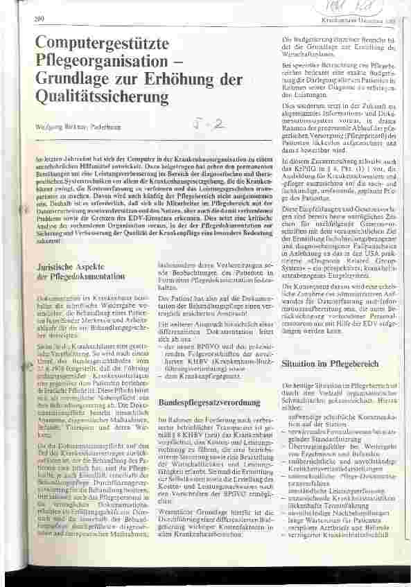 Vorschauseite 1: Computergestützte Pflegeorganisation - Grundlage zur Erhöhung der Qualitätssicherung