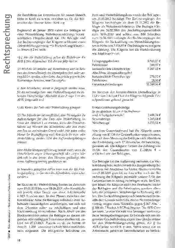 Vorschauseite 2: Weiterbildungskosten -Rückzahlungsverpflichtung - Caritas