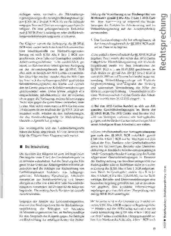 Vorschauseite 3: Weiterbildungskosten -Rückzahlungsverpflichtung - Caritas