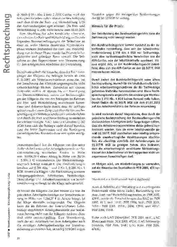 Vorschauseite 6: Weiterbildungskosten -Rückzahlungsverpflichtung - Caritas