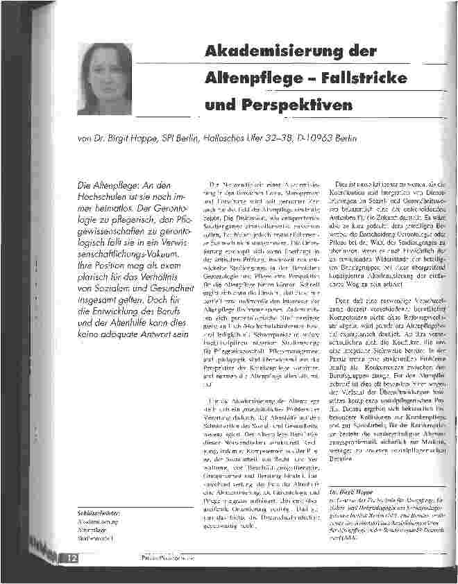 Vorschauseite 1: Akademisierung der Altenpflege - Fallstricke und Perapektiven
