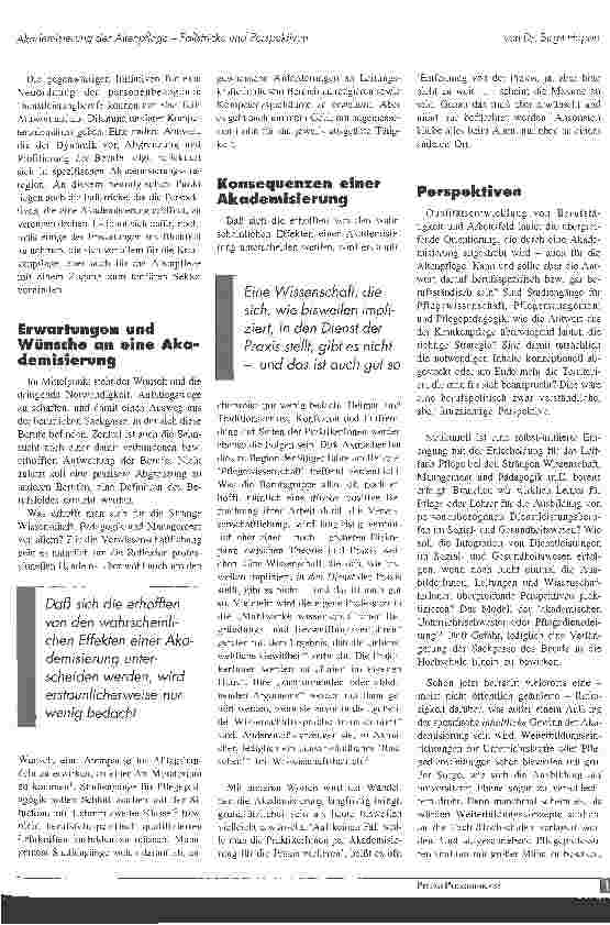 Vorschauseite 2: Akademisierung der Altenpflege - Fallstricke und Perapektiven