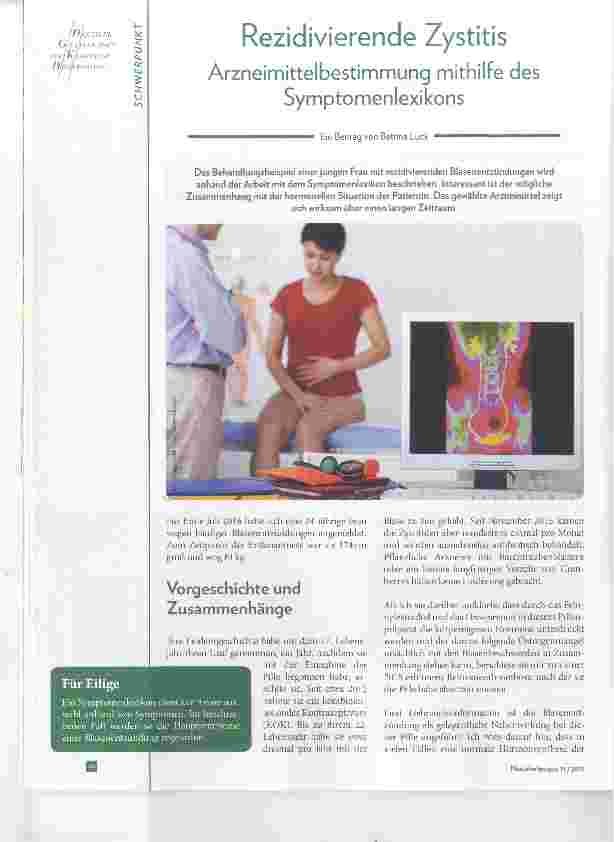 Vorschauseite 1: Rezidivierende Zystitis Arzneimittelbestimmung mithilfe des Symptomenlexikons