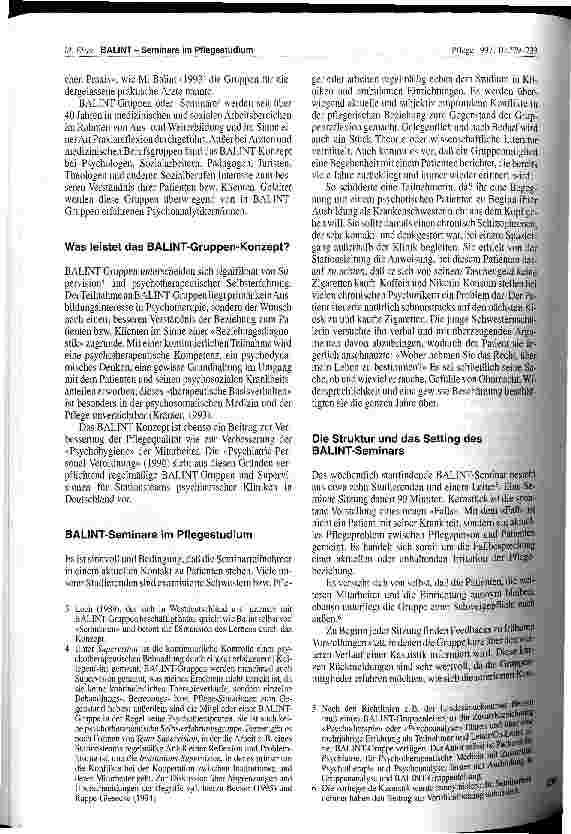 Vorschauseite 2: Balint-Seminare im Pflegestudium