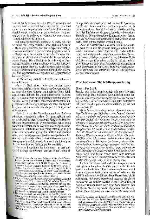 Vorschauseite 3: Balint-Seminare im Pflegestudium