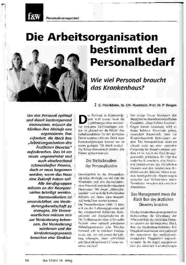 Vorschauseite 1: Die Arbeitsorganisation bestimmt den Personalbedarf