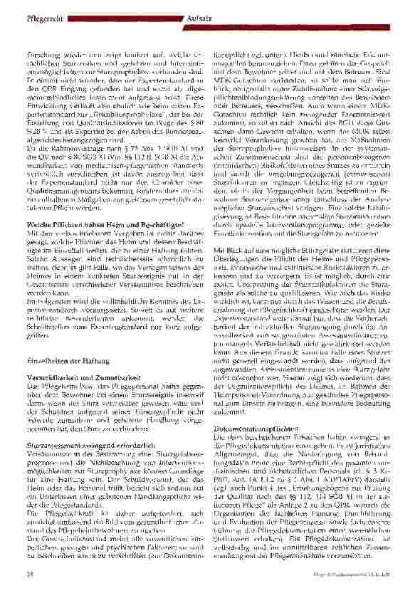 Vorschauseite 2: Die Haftung des Altenund Pflegeheims für Stürze im Allgemeinen