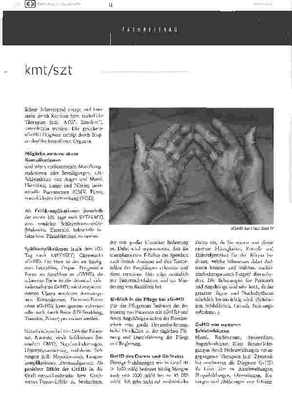 Vorschauseite 4: Einblick in die Knochenmark-/ Stammzelltransplantation (kmt/szt)