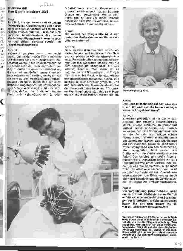 Vorschauseite 1: Das Allgemeine Krankenhaus Wandsbek Interview mit Frau Oberin Ingeborg Jürß
