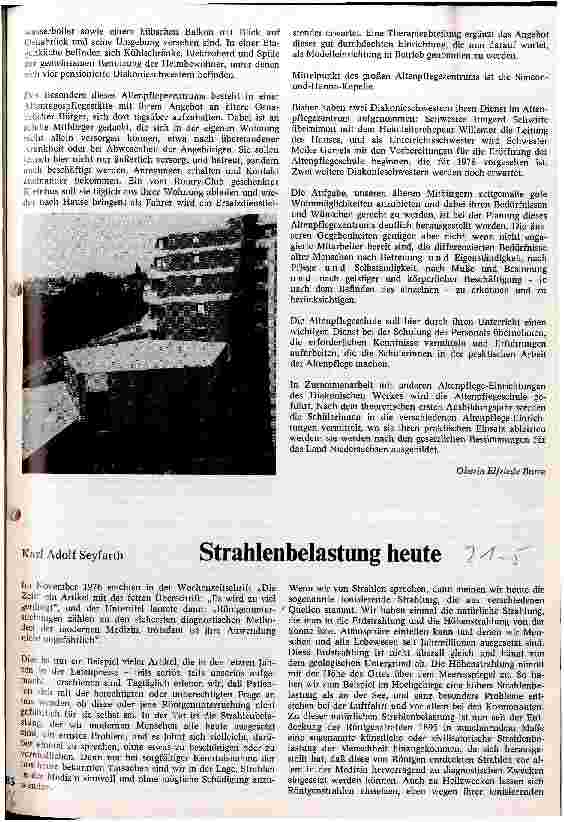 Vorschauseite 1: Strahlenbelastung heute
