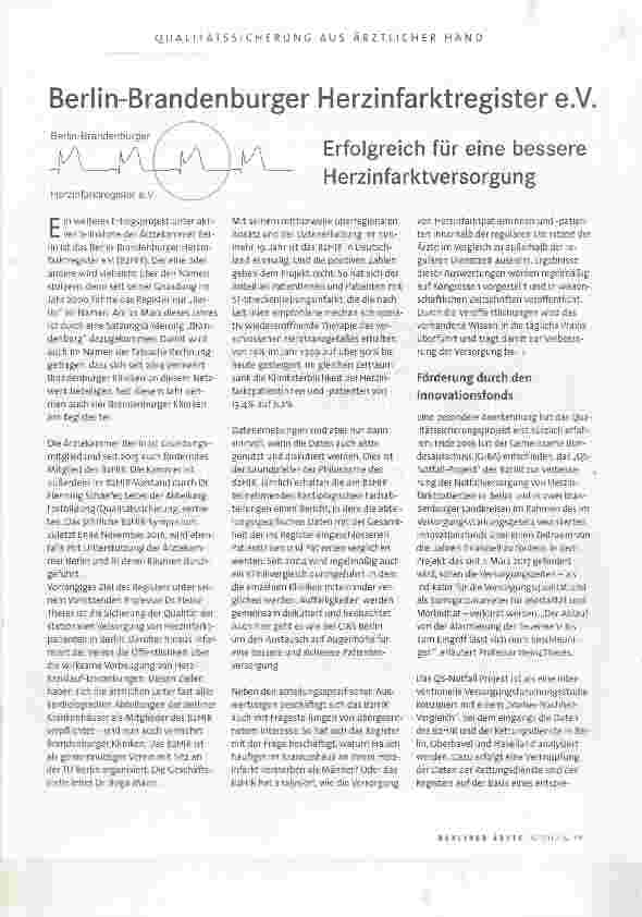 Vorschauseite 1: Berlin-Brandenburger Herzinfarktregister e.V.