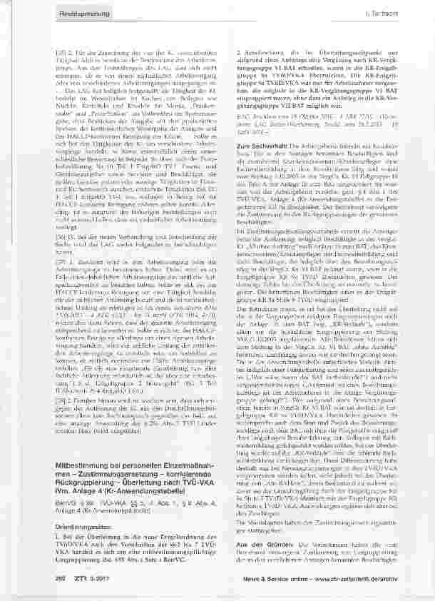 Vorschauseite 5: Beschäftigte im Küchenwirtschaftsdienst Stufenzuordnung Stufe 5 oder 6 der EG 3 TV-L - Sperre der Stufe 6