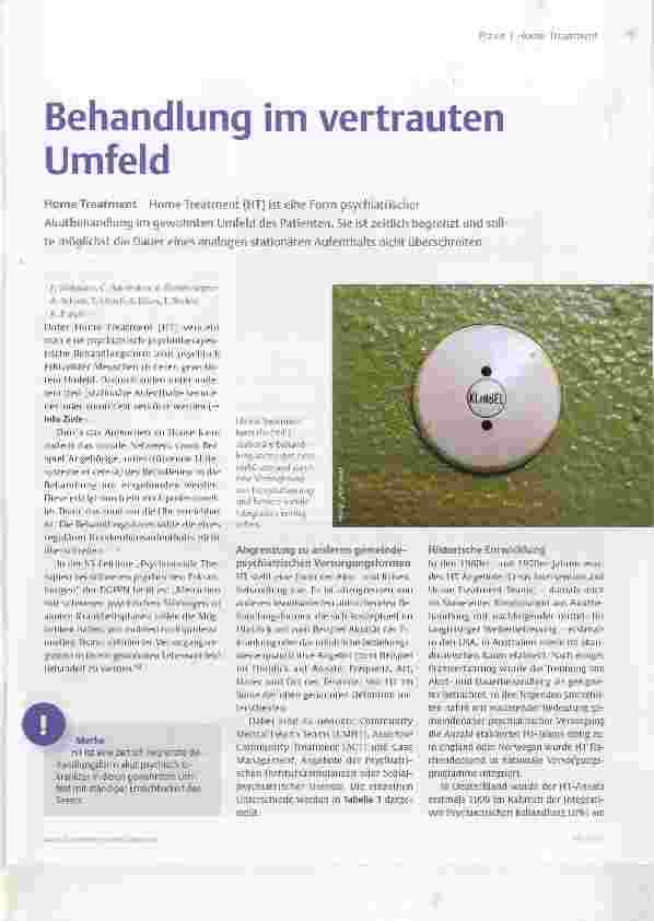 Vorschauseite 1: Behandlung im vertrauten Umfeld