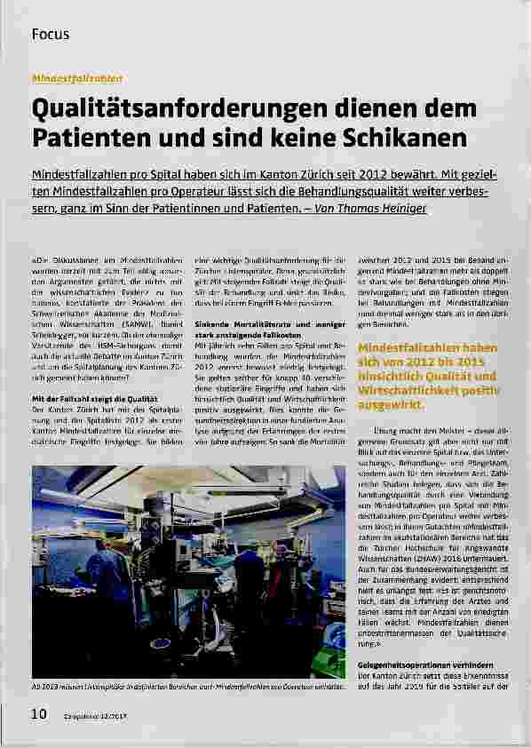 Vorschauseite 1: Qualitätsanforderungen dienen dem Patienten und sind keine Schikanen