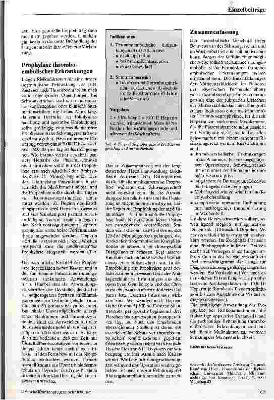 Vorschauseite 4: Thromboembolische Erfahrungen in der Geburtshilfe Diagnostik und Therapie