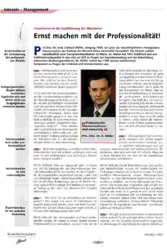 Vorschauseite 1: Ernst machen mit der Professionalität Investitionen in die Qualifizeirung der Mitarbeiter