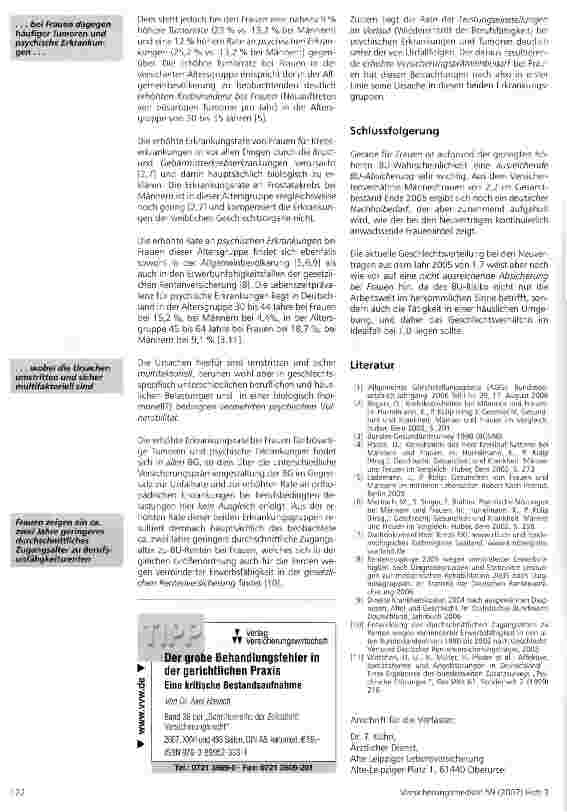 Vorschauseite 3: Ursachen unterschiedlicher Schadensverläufe bei Männern und Frauen in der Berufsunfähigkeits-Versicherung