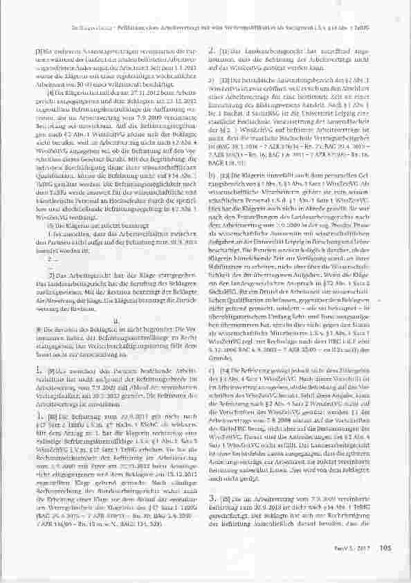 Vorschauseite 2: Befristung eines Arbeitsvertrags mit wissenschaftlicher Weiterqualifikation als Sachgrund i.S.v. §14 Abs. 1 TzBfG