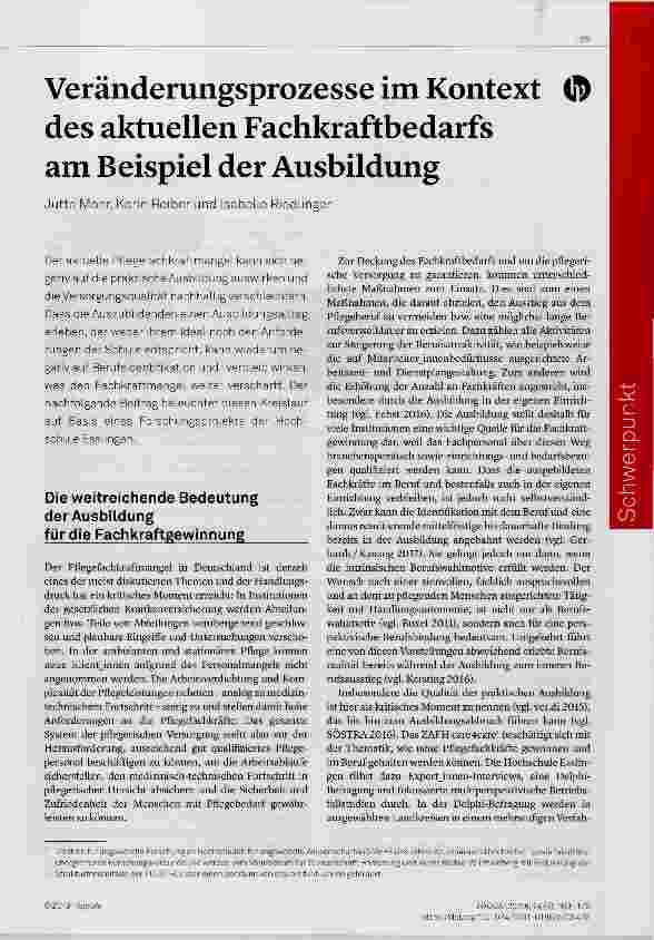 Vorschauseite 1: Veränderungsprozesse im Kontext des aktuellen Fachkraftbedarfs am Beispiel der Ausbildung