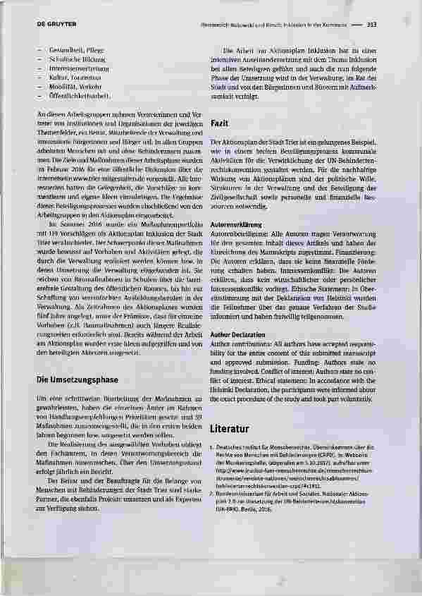 Vorschauseite 3: Inklusion in der Kommune Aktionspläne zur Umsetzung der UN-Behindertenrechtskonvention in Rheinland-Pfalz