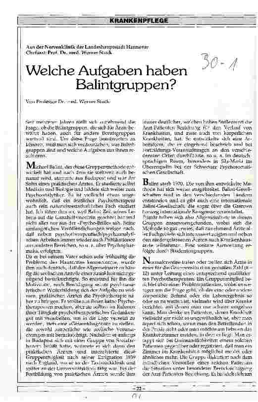 Vorschauseite 1: Welche Aufgaben haben Balintgruppen?