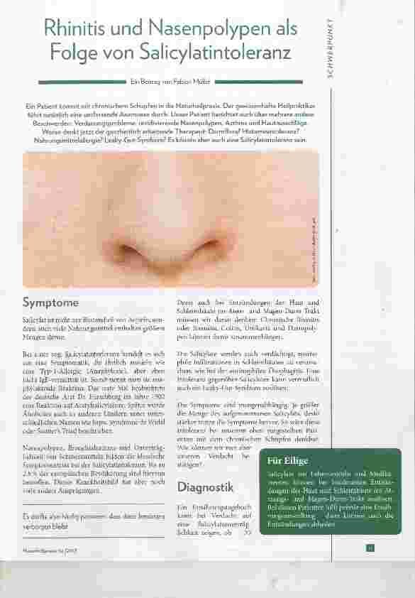 Vorschauseite 1: Rhinitis und Nasenpolypen als Folge von Salicylatintoleranz