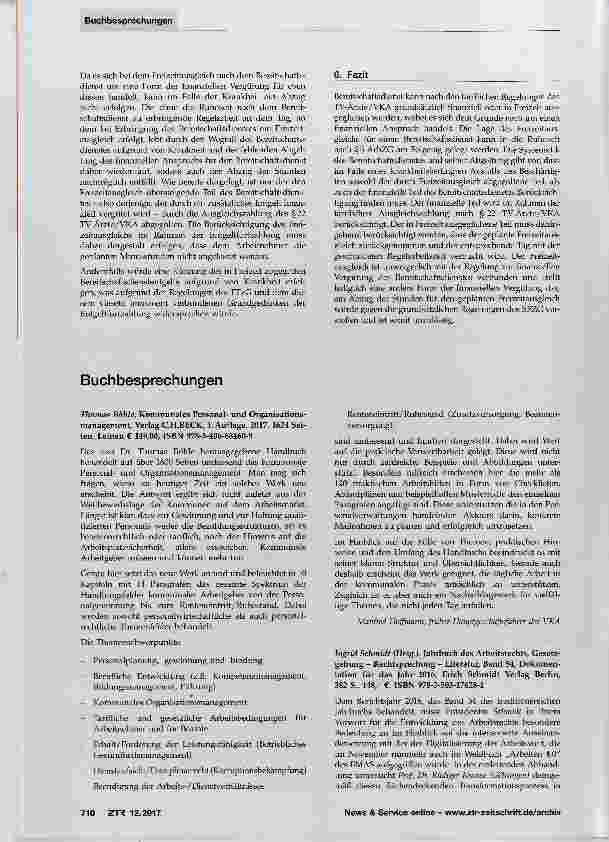 Vorschauseite 6: Folgen von krankheitsbedingtem Ausfall des Arbeitnehmers bei Bereitschaftsdienst und dessen Freizeitausgleich