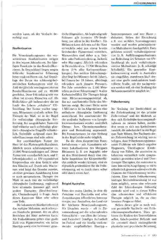 Vorschauseite 2: Die Diskussion um das Hautkrebsscreening