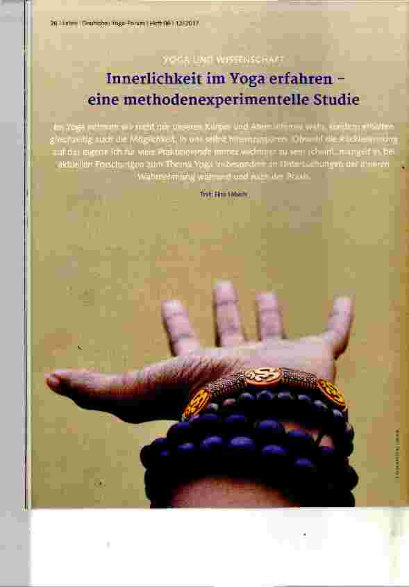 Vorschauseite 1: Innerlichkeit im Yoga erfahren eine methodenexperimentelle Studie