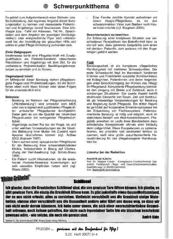 Vorschauseite 3: Pflegeberatung ist mehr als alltägliches Plaudern!