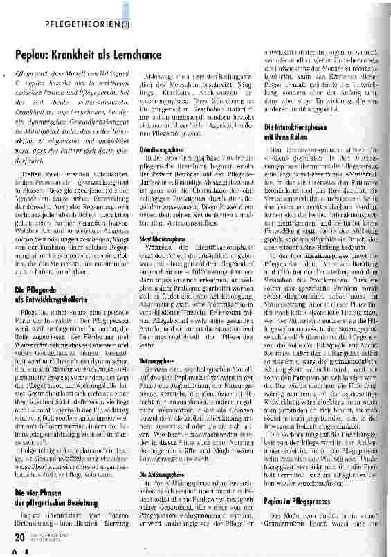 Vorschauseite 1: Peplau: Krankheit als Lernchance