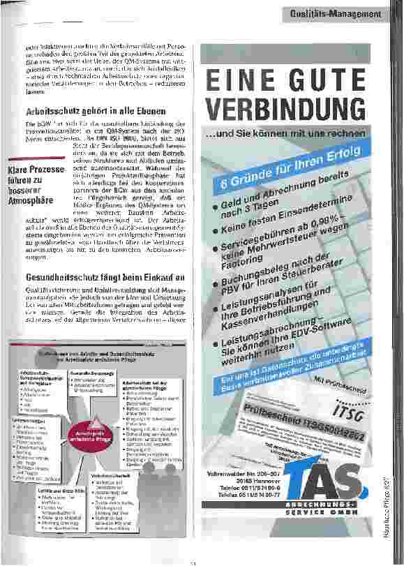 Vorschauseite 3: Qualität als Unternehmensziel BGW unterstützt Pflegedienste, ein Management-System für Qualität und Arbeitsschutz zu etablieren