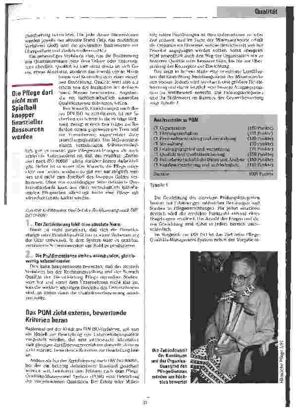 Vorschauseite 2: Stärken erkennen - Schwächen aufzeigen Das Pflege-Qualitäts-Management (PQM): Ein Analyseverfahren als Alternative zur DIN ISO 9000ff.