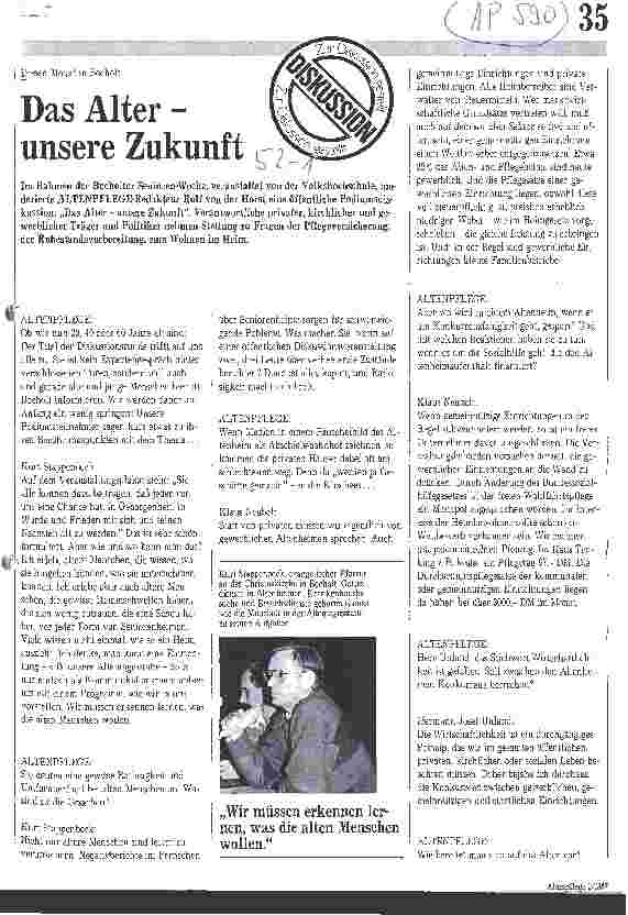 Vorschauseite 1: Das Alter - unsere Zukunft